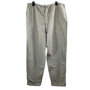 Chicos Design Pants Size 3/‎ Lg Linen Cotton High Waist Pull On Neutral Wide Leg